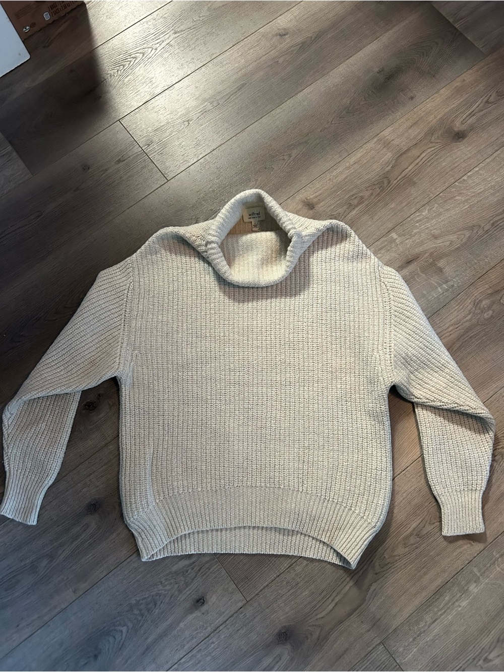 Wilfred Cream Knit Funnel Neck Sweater